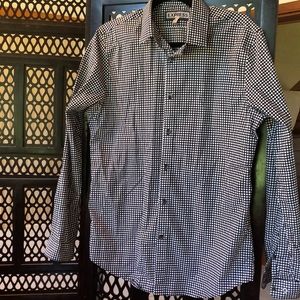Express black and white dot long sleeve shirt